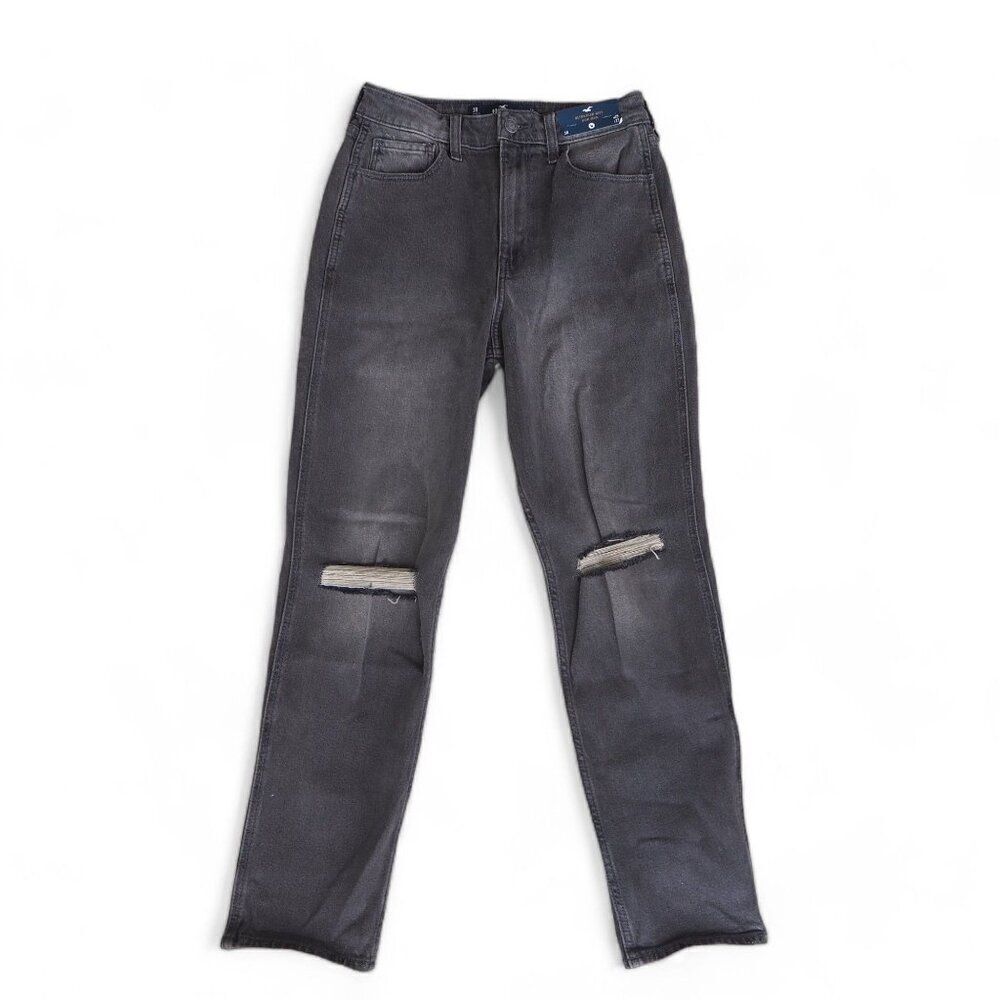 Hollister Ultra High-Rise Mom Jeans Distressed Black Junior Women's 26x27 (3R)